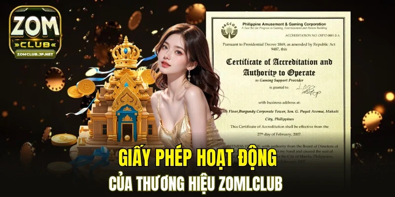 Giấy phép kinh doanh của cổng game ZOMCLUB